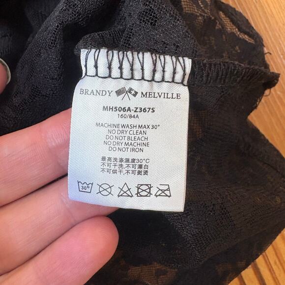 Brandy Melville black lace sheer babydoll ribbon bow tank SIZE OS - Picture 4 of 6
